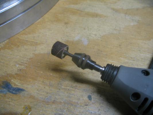 Dremel Sander attachment used to grind down ring and dome